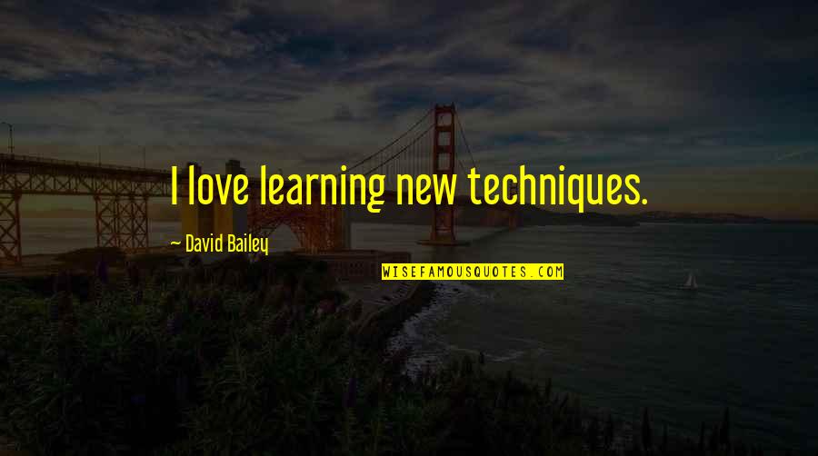 Learning Techniques Quotes By David Bailey: I love learning new techniques.