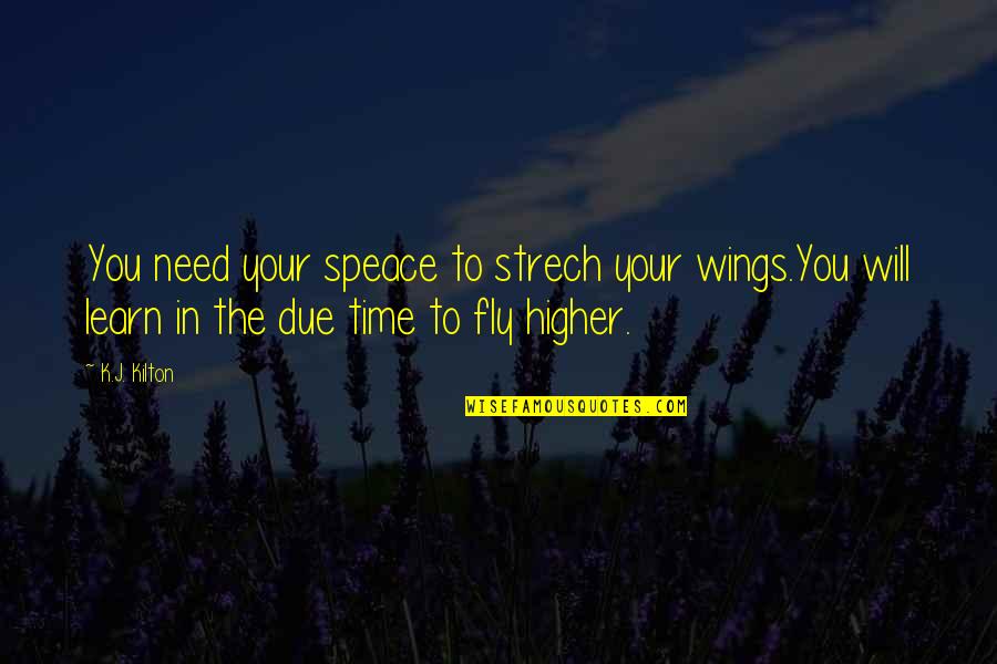 Learning To Fly Quotes By K.J. Kilton: You need your speace to strech your wings.You