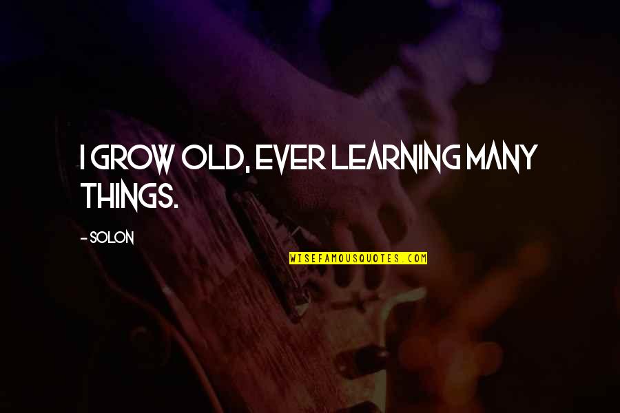 Learning To Grow Up Quotes By Solon: I grow old, ever learning many things.