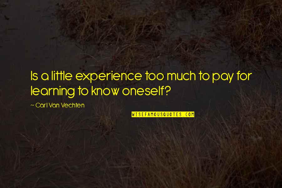 Learning To Know Quotes By Carl Van Vechten: Is a little experience too much to pay