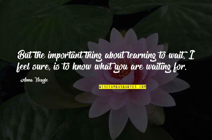 Learning What's Important Quotes By Anna Neagle: But the important thing about learning to wait,