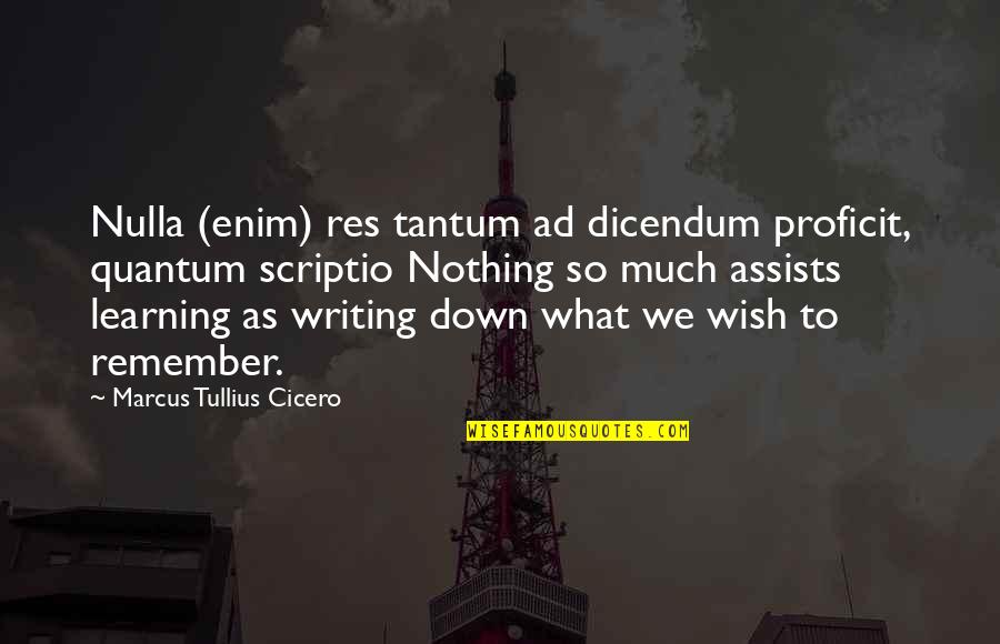 Learning Writing Quotes By Marcus Tullius Cicero: Nulla (enim) res tantum ad dicendum proficit, quantum