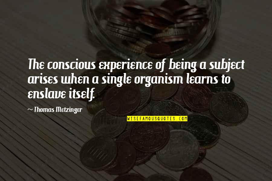 Learns Quotes By Thomas Metzinger: The conscious experience of being a subject arises