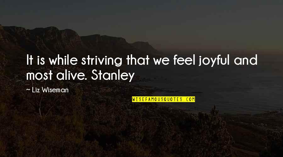 Learnsomething Quotes By Liz Wiseman: It is while striving that we feel joyful