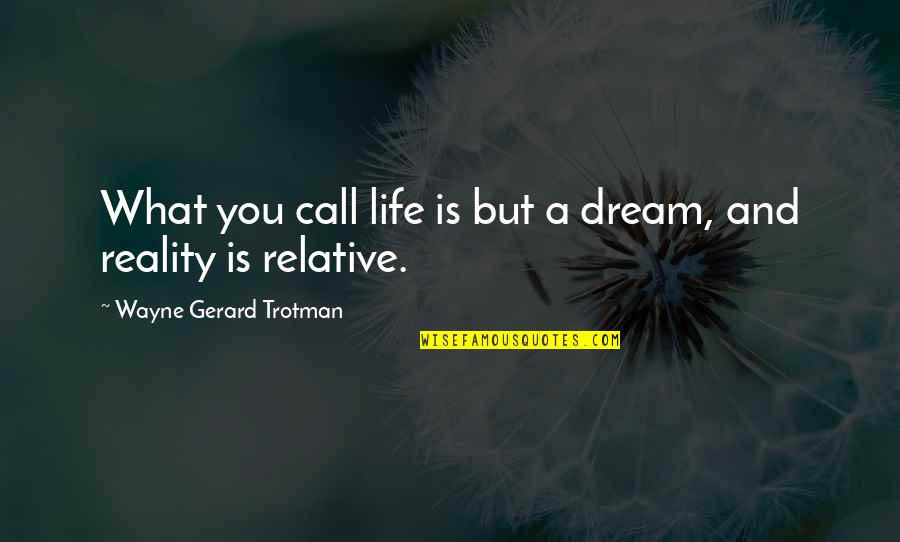 Leaseholders Association Quotes By Wayne Gerard Trotman: What you call life is but a dream,