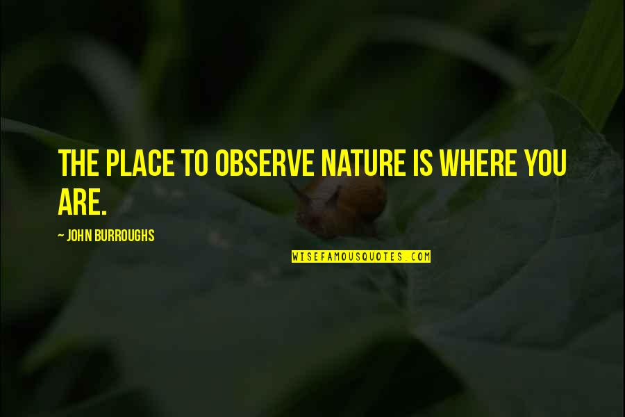 Leashes Quotes By John Burroughs: The place to observe nature is where you