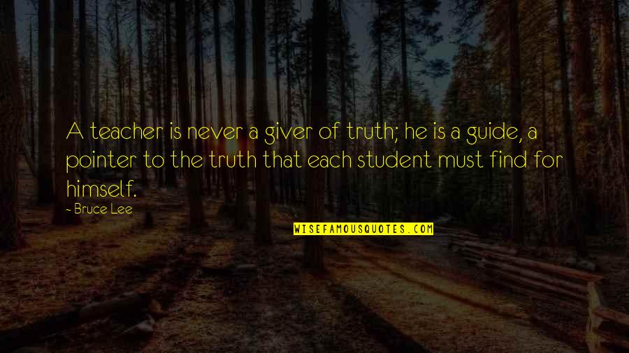 Leatherjackets Quotes By Bruce Lee: A teacher is never a giver of truth;