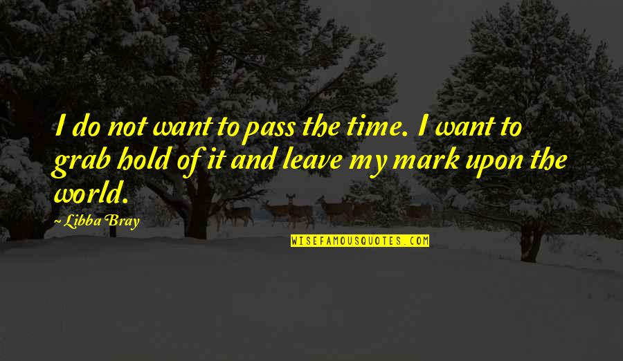 Leave A Mark On The World Quotes By Libba Bray: I do not want to pass the time.