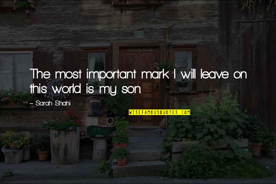 Leave A Mark On The World Quotes By Sarah Shahi: The most important mark I will leave on