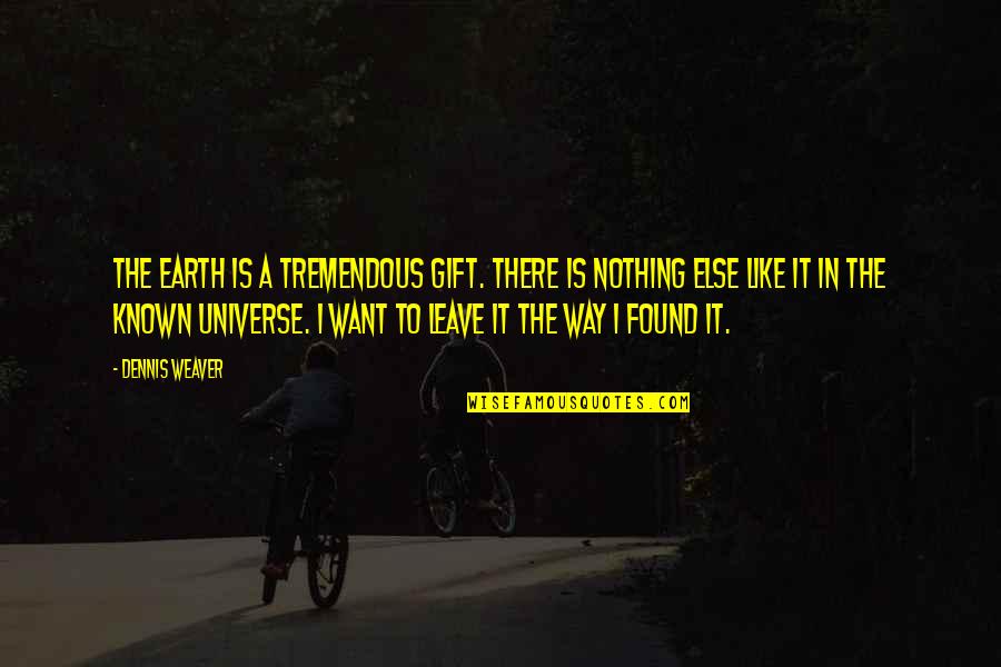 Leave Earth Quotes By Dennis Weaver: The earth is a tremendous gift. There is