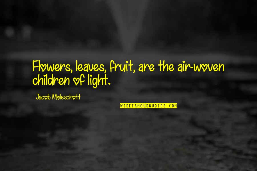 Leaves And Light Quotes By Jacob Moleschott: Flowers, leaves, fruit, are the air-woven children of