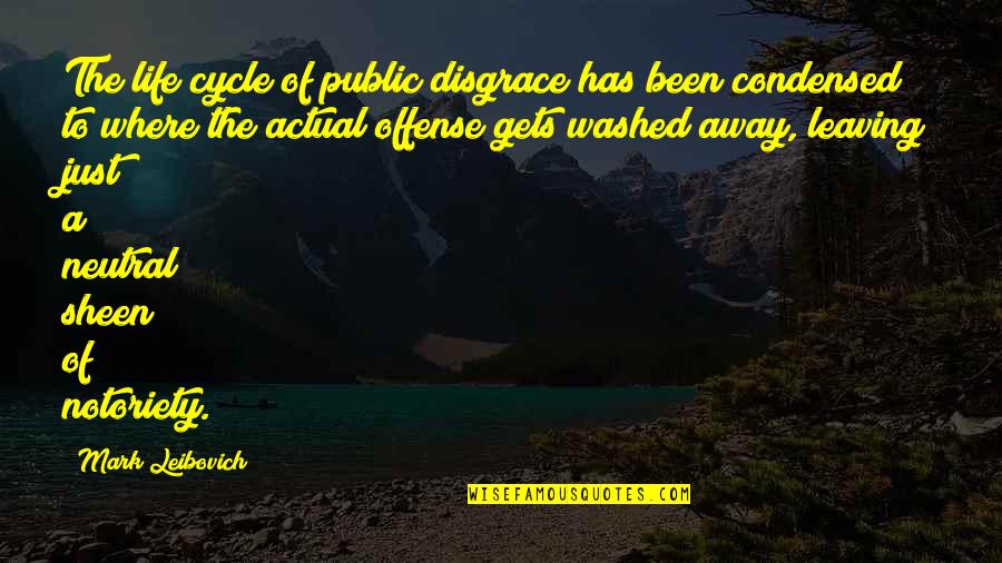Leaving Away Quotes By Mark Leibovich: The life cycle of public disgrace has been Leaving Away Quotes By Mark Leibovich: The life cycle of public disgrace has been