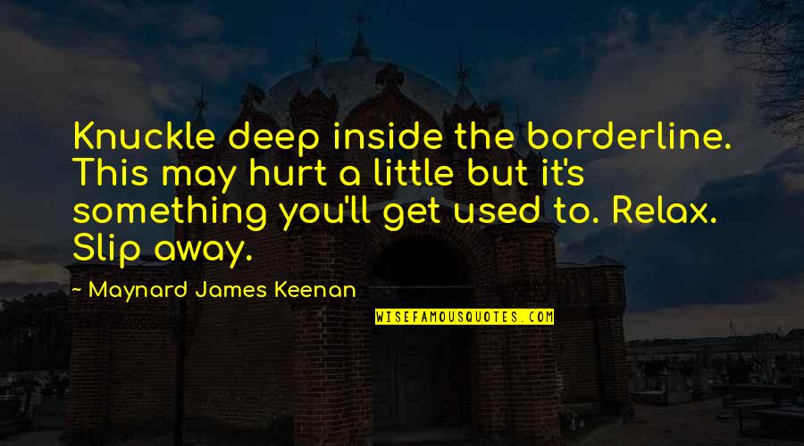 Leaving Your Child's Father Quotes By Maynard James Keenan: Knuckle deep inside the borderline. This may hurt