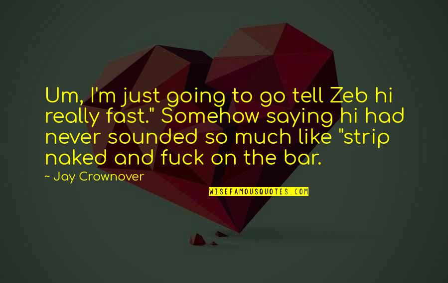 Lebanese Red Cross Quotes By Jay Crownover: Um, I'm just going to go tell Zeb