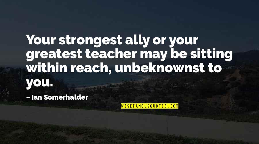 Lebarron Williams Quotes By Ian Somerhalder: Your strongest ally or your greatest teacher may Lebarron Williams Quotes By Ian Somerhalder: Your strongest ally or your greatest teacher may