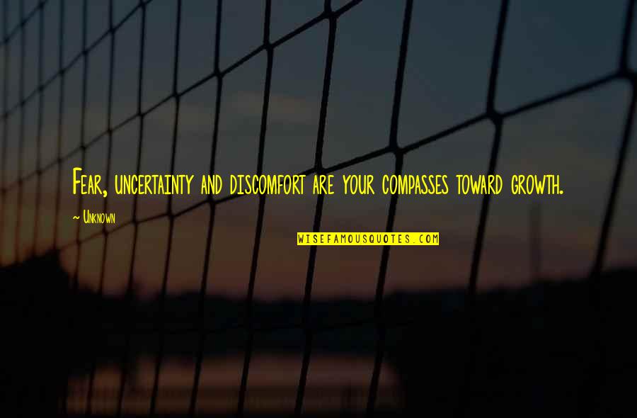 Lebendiges Wasser Quotes By Unknown: Fear, uncertainty and discomfort are your compasses toward