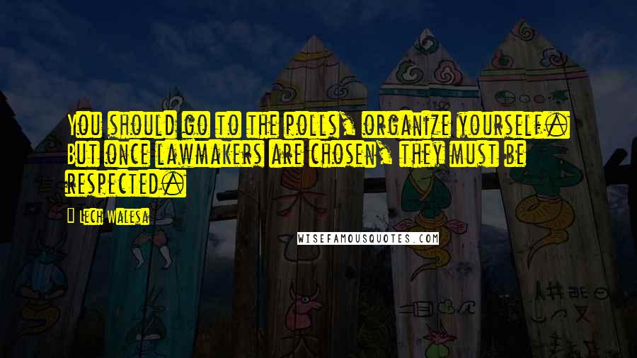 Lech Walesa quotes: You should go to the polls, organize yourself. But once lawmakers are chosen, they must be respected.