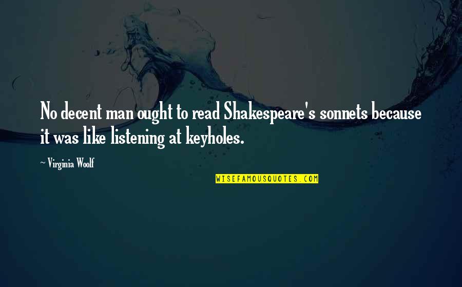 Lecherous Quotes By Virginia Woolf: No decent man ought to read Shakespeare's sonnets