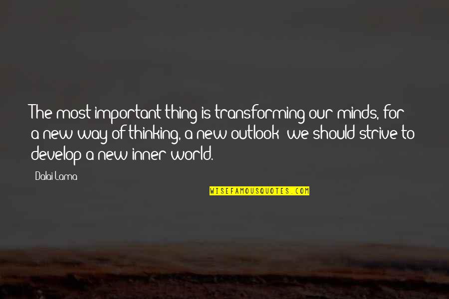 Lechuza Witch Quotes By Dalai Lama: The most important thing is transforming our minds,