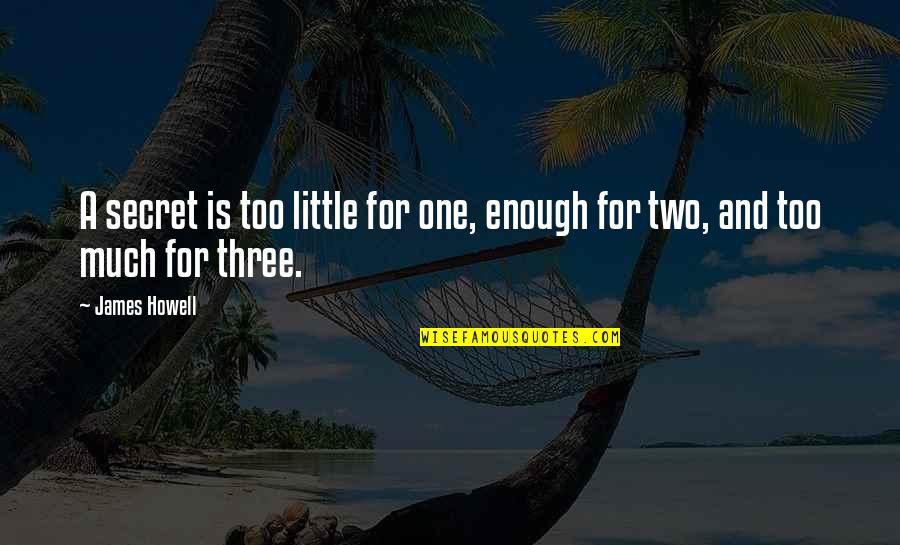 Leckman Yale Quotes By James Howell: A secret is too little for one, enough
