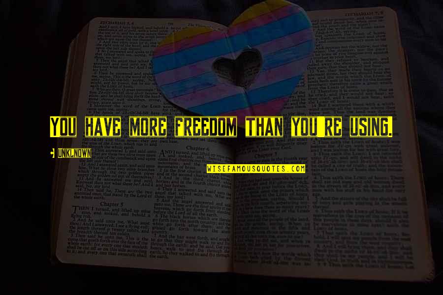 Leclou H Ckelheovn Quotes By Unklnown: You have more freedom than you're using. Leclou H Ckelheovn Quotes By Unklnown: You have more freedom than you're using.