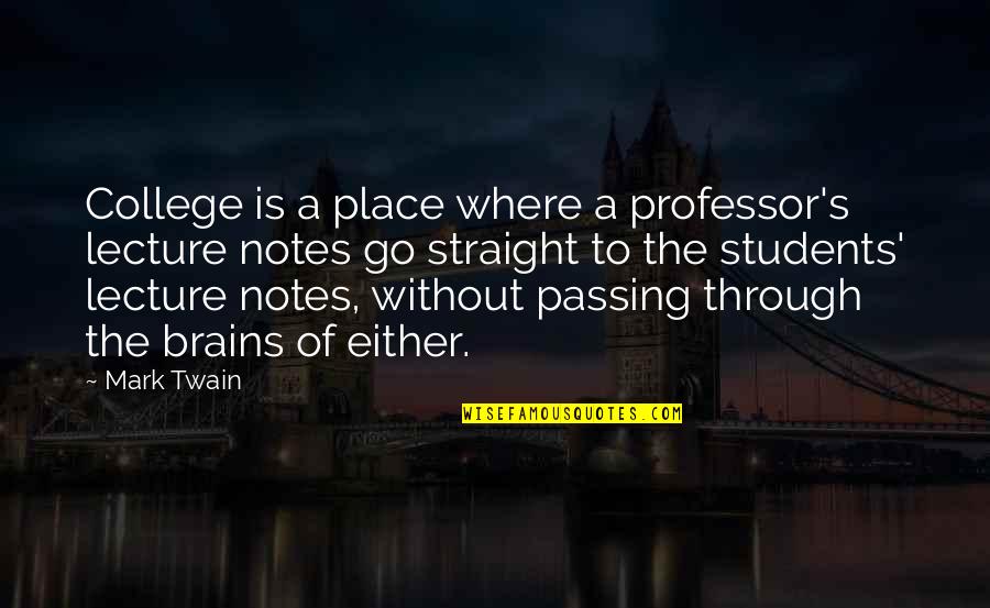 Lectures Quotes By Mark Twain: College is a place where a professor's lecture