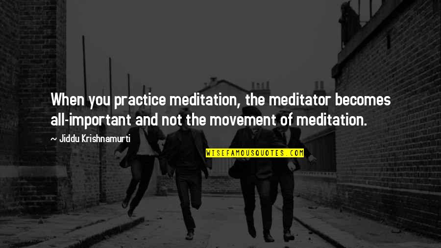 Ledden Refrigeration Quotes By Jiddu Krishnamurti: When you practice meditation, the meditator becomes all-important