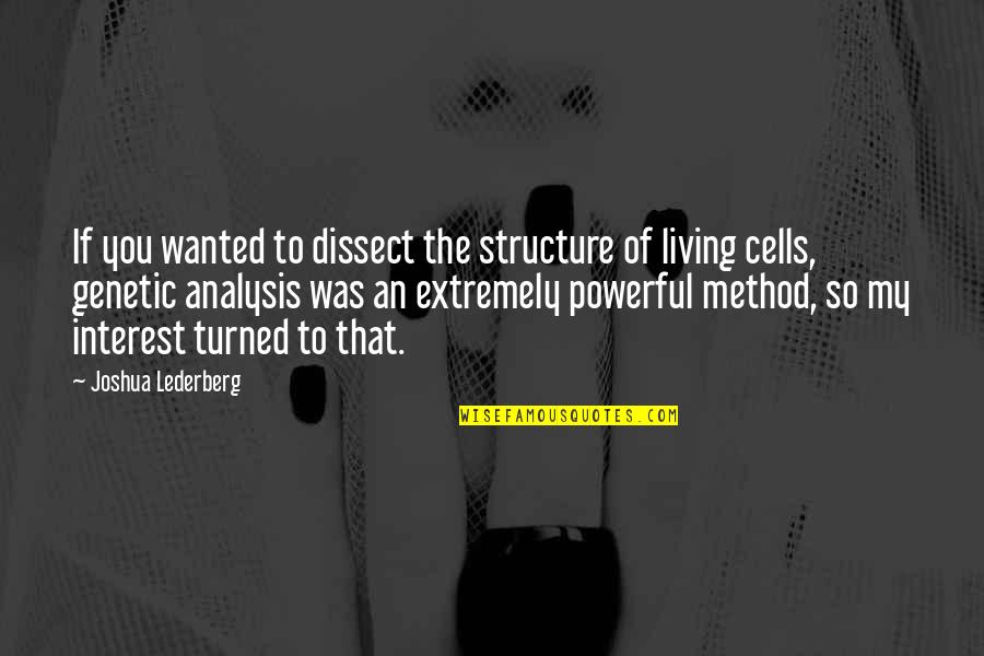 Lederberg Quotes By Joshua Lederberg: If you wanted to dissect the structure of Lederberg Quotes By Joshua Lederberg: If you wanted to dissect the structure of