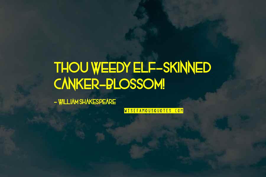 Lee Aaron Quotes By William Shakespeare: Thou weedy elf-skinned canker-blossom!