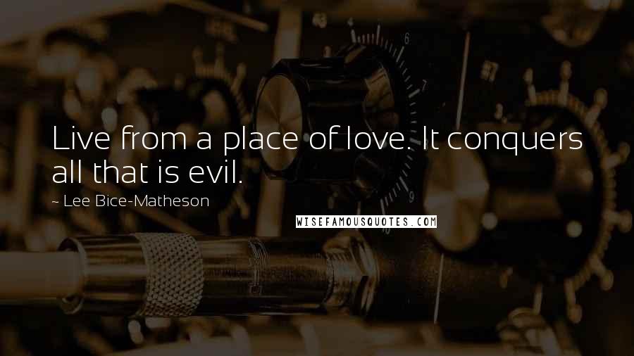 Lee Bice-Matheson quotes: Live from a place of love. It conquers all that is evil.