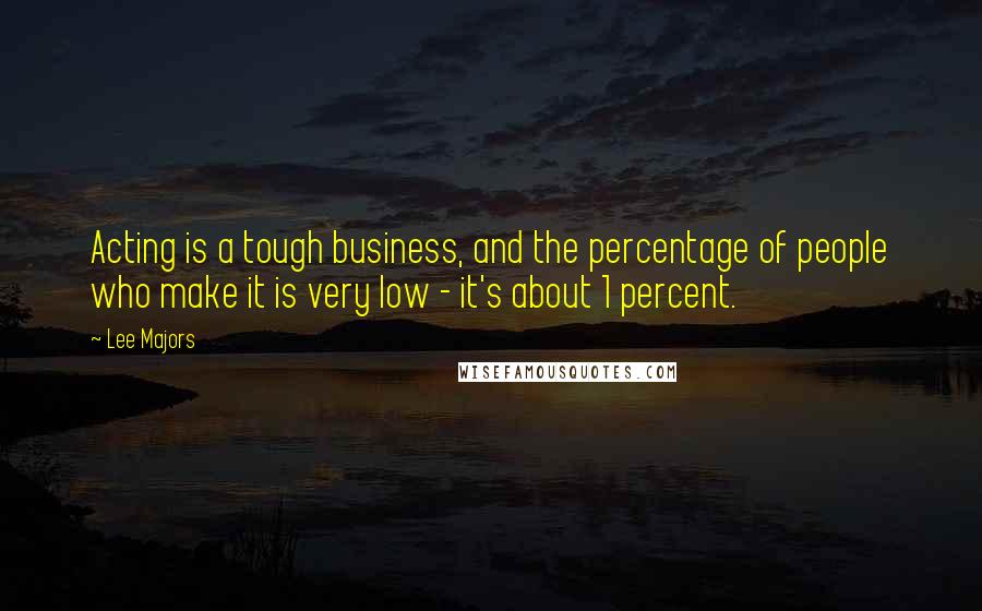 Lee Majors quotes: Acting is a tough business, and the percentage of people who make it is very low - it's about 1 percent. Lee Majors quotes: Acting is a tough business, and the percentage of people who make it is very low - it's about 1 percent.