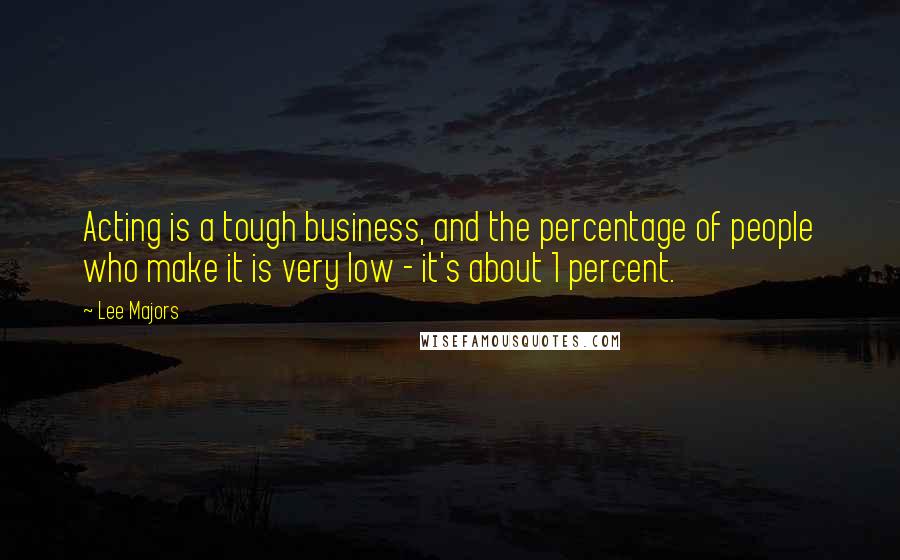 Lee Majors quotes: Acting is a tough business, and the percentage of people who make it is very low - it's about 1 percent.