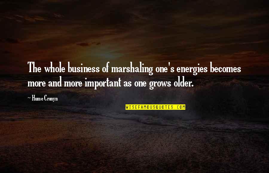 Lee Rainie Quotes By Hume Cronyn: The whole business of marshaling one's energies becomes