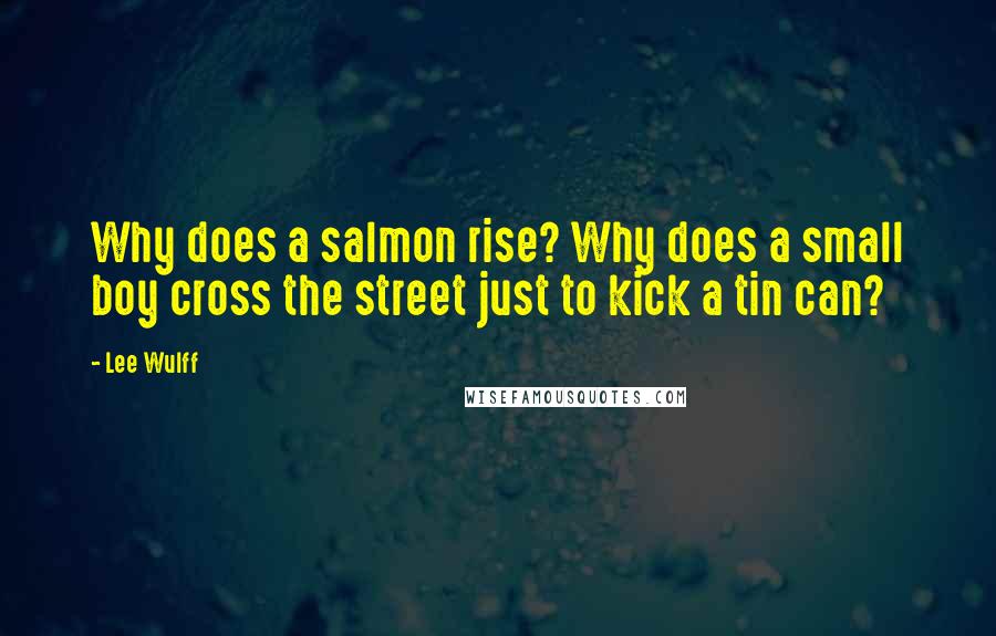 Lee Wulff quotes: Why does a salmon rise? Why does a small boy cross the street just to kick a tin can?