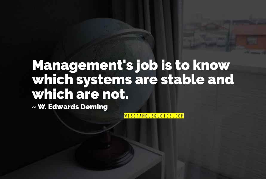 Leemann Quotes By W. Edwards Deming: Management's job is to know which systems are