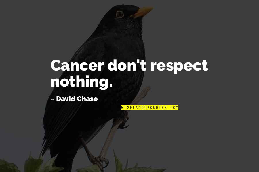 Leena Nair Quotes By David Chase: Cancer don't respect nothing. Leena Nair Quotes By David Chase: Cancer don't respect nothing.