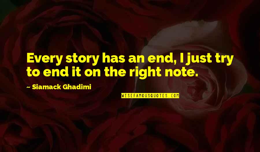 Leeron Tzalka Quotes By Siamack Ghadimi: Every story has an end, I just try