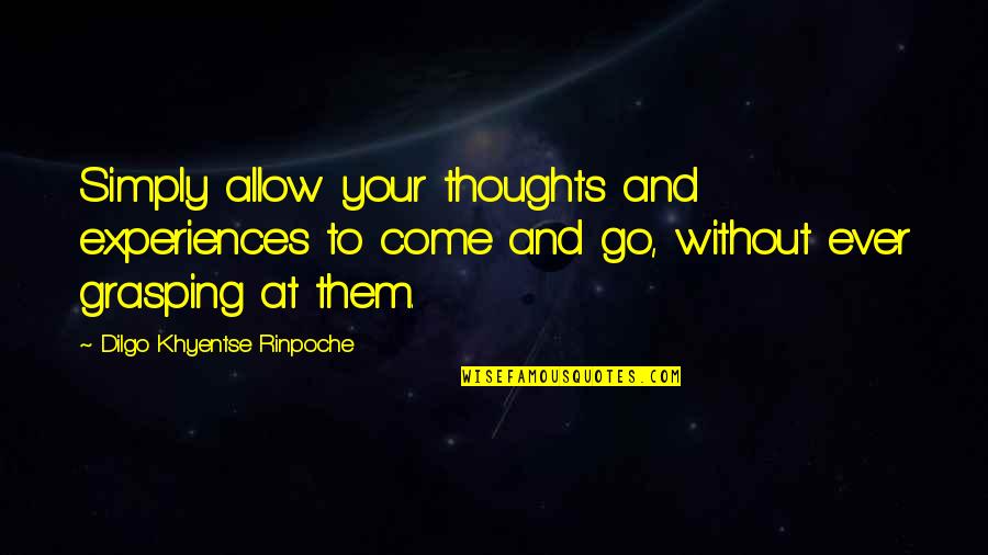 Lefkofsky Gorosh Quotes By Dilgo Khyentse Rinpoche: Simply allow your thoughts and experiences to come Lefkofsky Gorosh Quotes By Dilgo Khyentse Rinpoche: Simply allow your thoughts and experiences to come