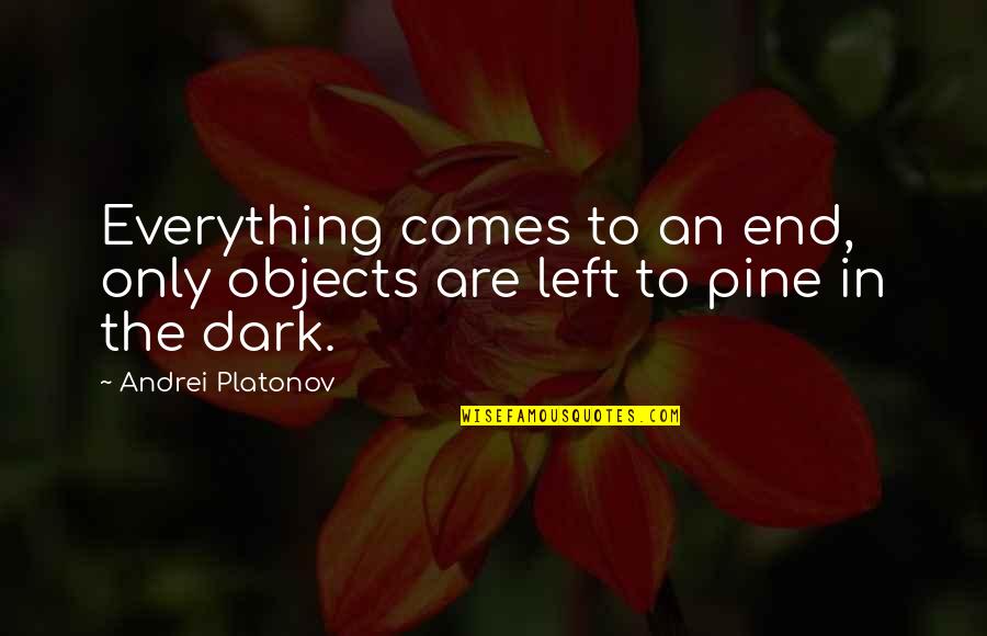 Left In The Dark Quotes By Andrei Platonov: Everything comes to an end, only objects are