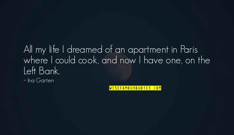 Left My Life Quotes By Ina Garten: All my life I dreamed of an apartment Left My Life Quotes By Ina Garten: All my life I dreamed of an apartment