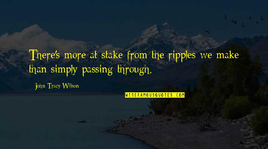 Legacy And Family Quotes By John Tracy Wilson: There's more at stake from the ripples we