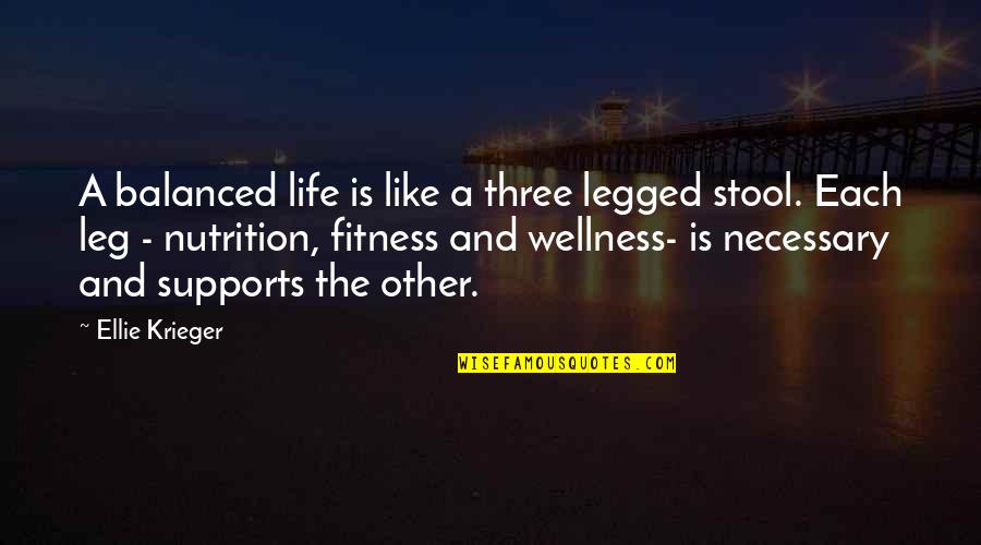 Legged Quotes By Ellie Krieger: A balanced life is like a three legged