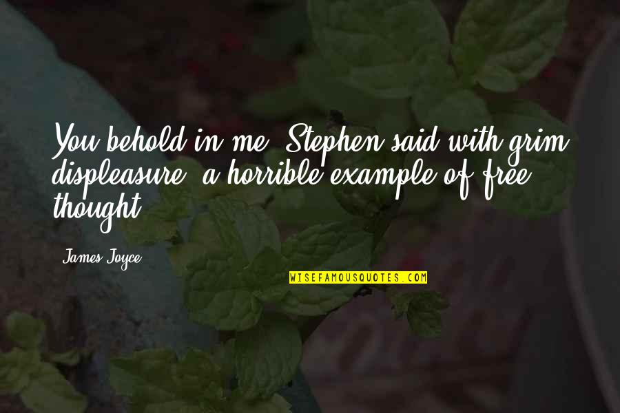 Legile Mecanicii Quotes By James Joyce: You behold in me, Stephen said with grim Legile Mecanicii Quotes By James Joyce: You behold in me, Stephen said with grim