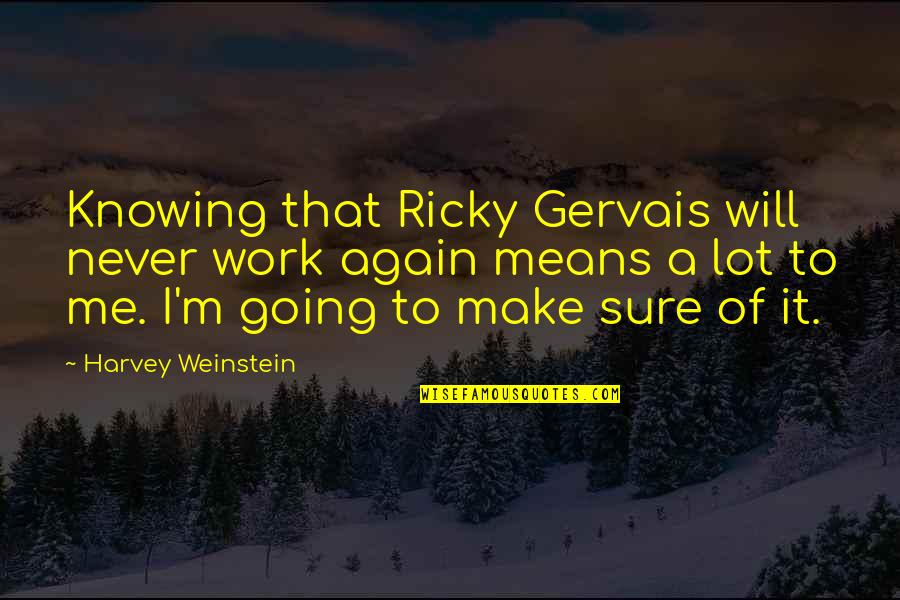 Lehoczki Bernadett Quotes By Harvey Weinstein: Knowing that Ricky Gervais will never work again Lehoczki Bernadett Quotes By Harvey Weinstein: Knowing that Ricky Gervais will never work again