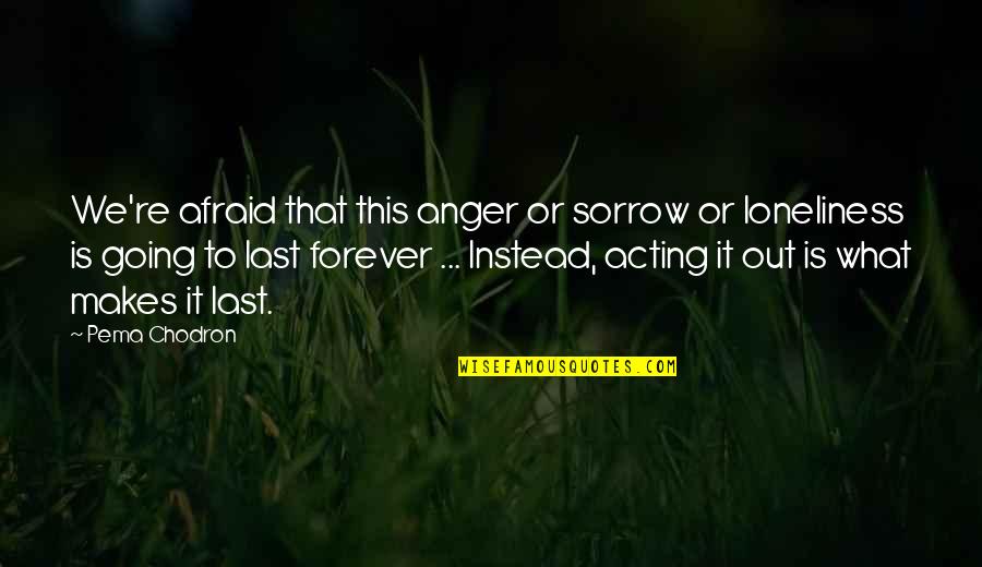 Lehrmeister B Cherei Quotes By Pema Chodron: We're afraid that this anger or sorrow or