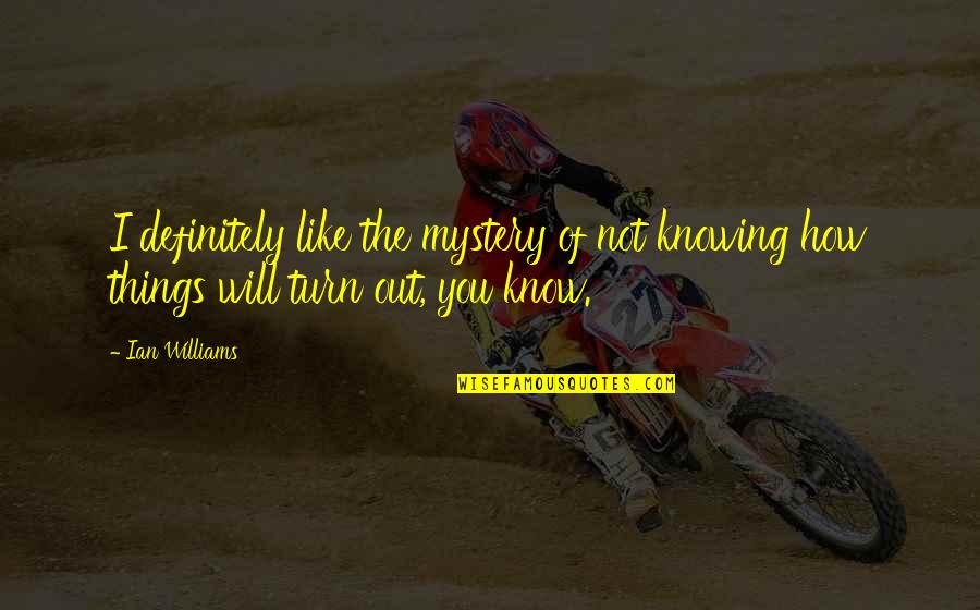 Lehrtatigkeit Quotes By Ian Williams: I definitely like the mystery of not knowing