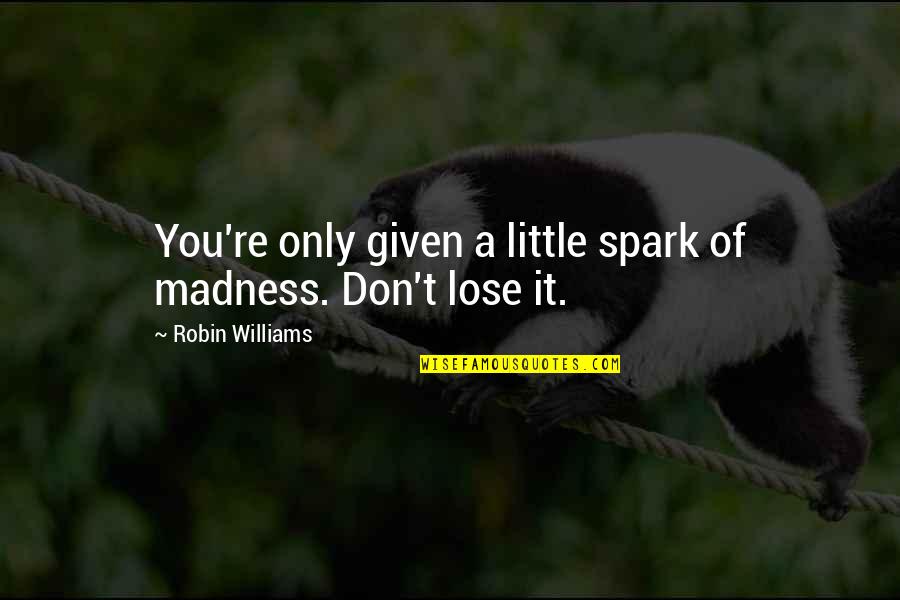 Leida Margaretha Quotes By Robin Williams: You're only given a little spark of madness.