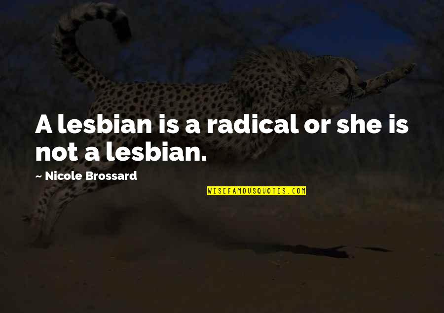 Leiderman And Davitz Quotes By Nicole Brossard: A lesbian is a radical or she is
