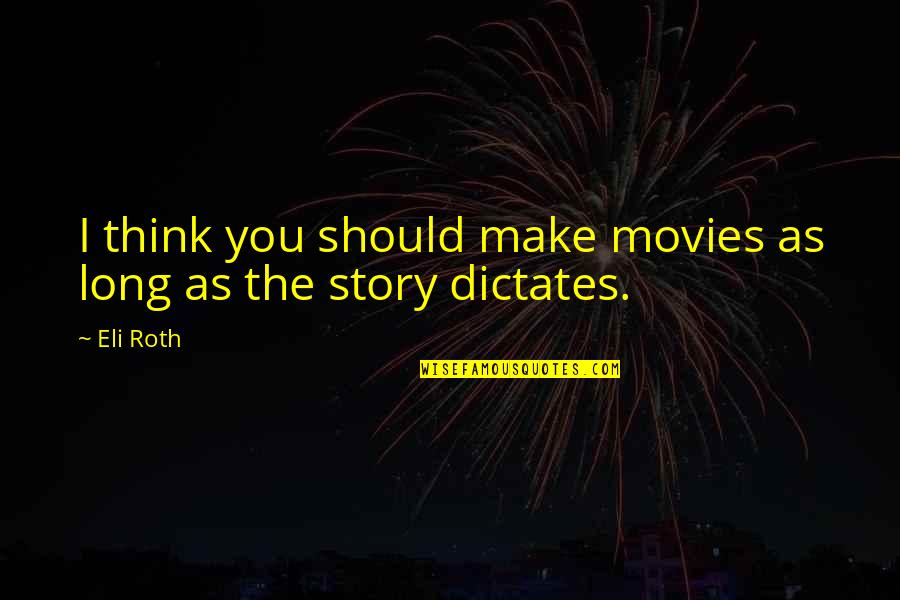 Leidner Landscape Quotes By Eli Roth: I think you should make movies as long