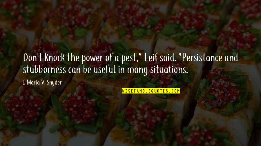 Leif Quotes By Maria V. Snyder: Don't knock the power of a pest," Leif